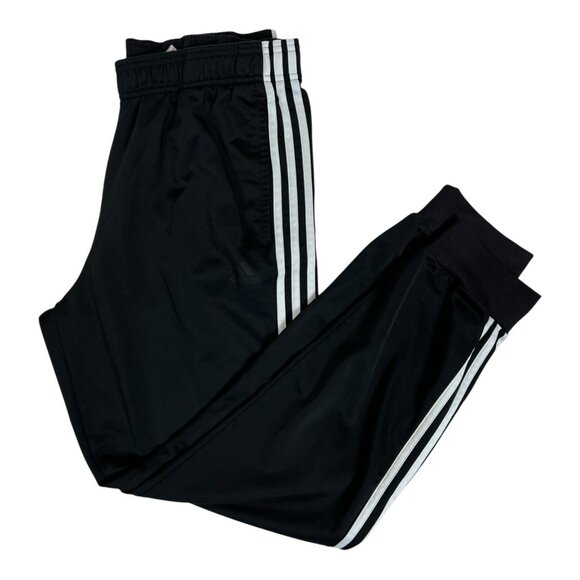 Vintage Adidas Track Pants Size Large Black 3 Stripes White Straight Leg Y2K - Picture 1 of 10